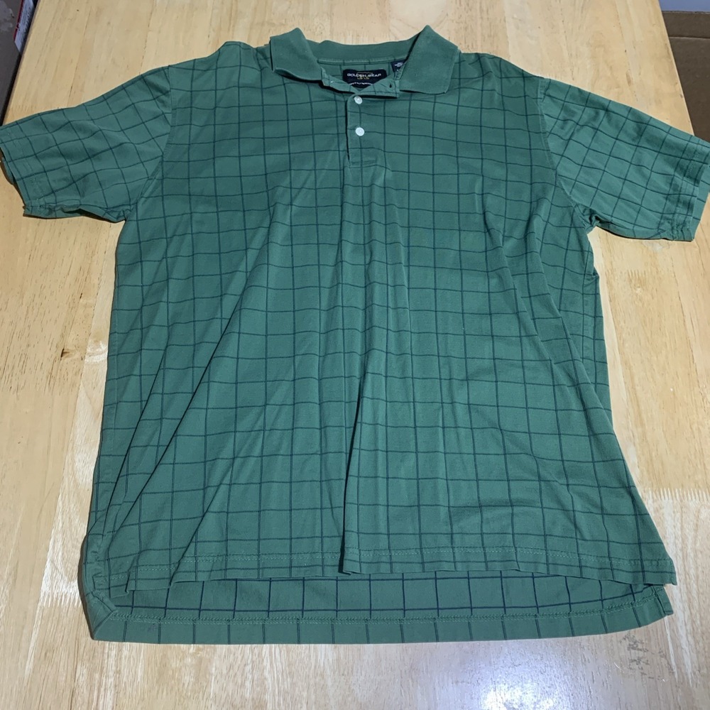 Jack Nicklaus Golden Bear Mens Polo‎ Shirt Golf Performance Checkered Sz L